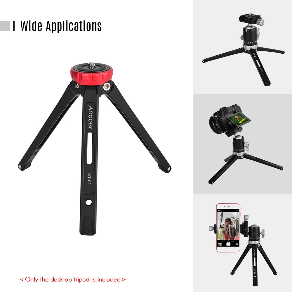 Andoer MT-02 мини штатив 1/" винт Штатив для телефона, фотокамеры для iPhone samsung Xiaomi для Canon Nikon sony DSLR камера штатив