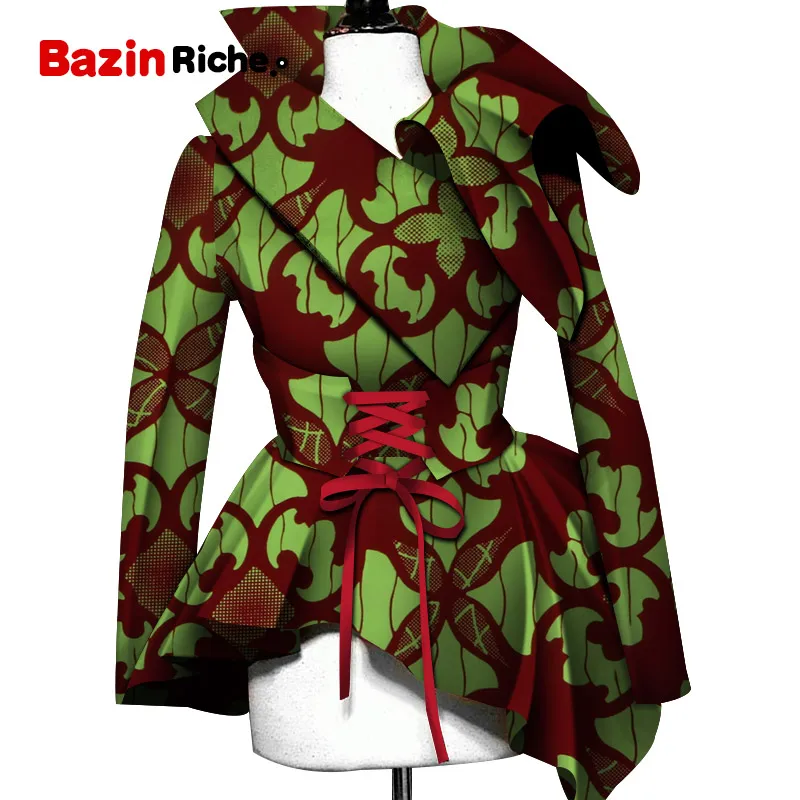 Африканское пальто для женщин Новая мода хлопок традиционные печати Куртки для Леди Пальто Верхняя одежда короткая блузка женская WY5102 - Цвет: 2