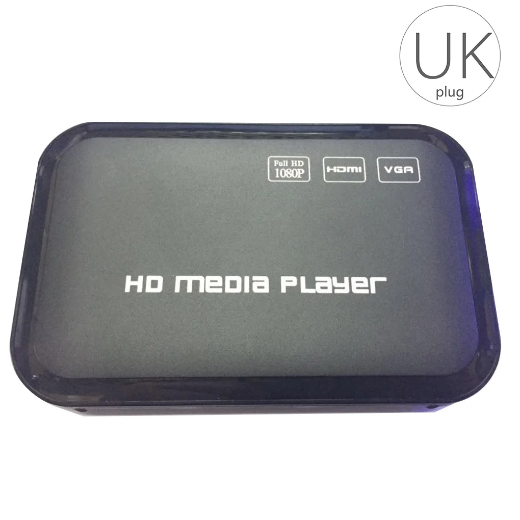 UK Plug Full HD 1080P медиаплеер центр Мульти Медиа Видео плеер HD SD SDHC MMC карты пульт дистанционного управления с USB - Цвет: UK Plug