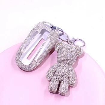 

Diamond Car Key Shell Case Key Bag Buckle Crystal Protector Keychain Cover For Tesla Model X Model S Car Accessories