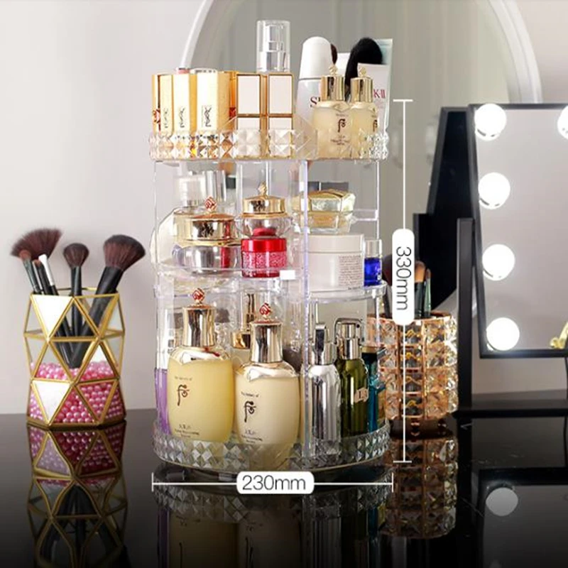  360-degree rotating Large Capacity multi-functional Spin acrylic cosmetic storage box beautiful bea