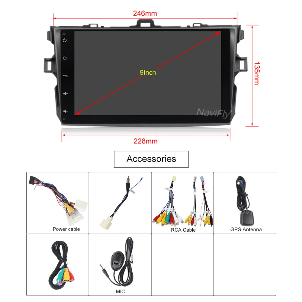Discount NaviFly IPS DSP Android 9.0 car multimedia player for Toyota corolla 2007 2008 2009 2010 2011 car gps navigation autoradio am fm 5