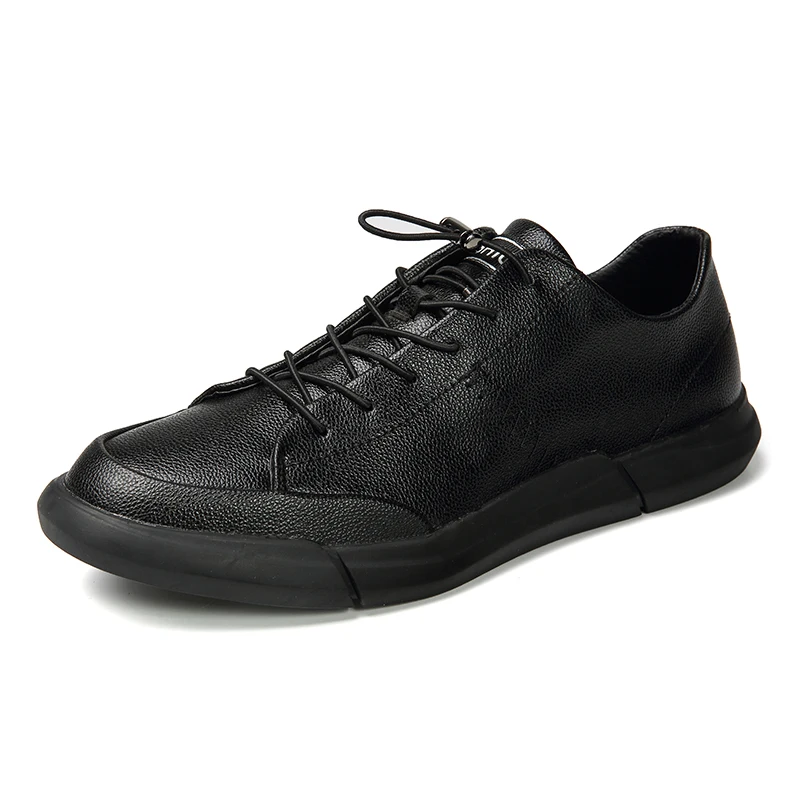 Мужские кроссовки; Мужская обувь из натуральной кожи; мужская обувь ручной работы; мягкие модные кроссовки; Мужская обувь; простые белые туфли на плоской подошве - Цвет: Black