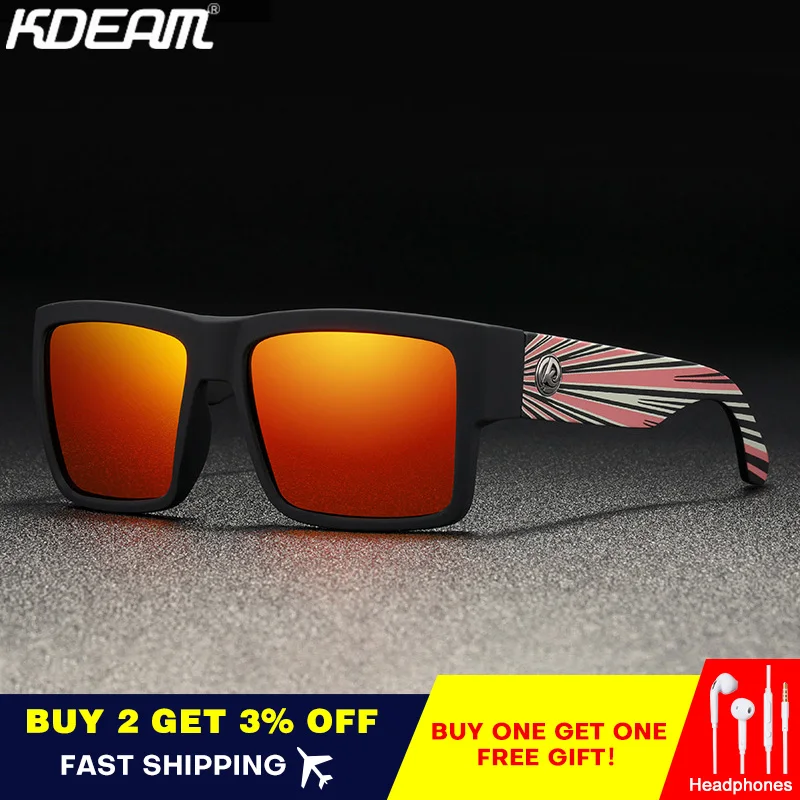 KDEAM 2020 New Arrivals Sunglasses Men Square Frame Sport Eyewear Polarized Mirror Sun Glasses Anti-Reflective UV400 Protection |