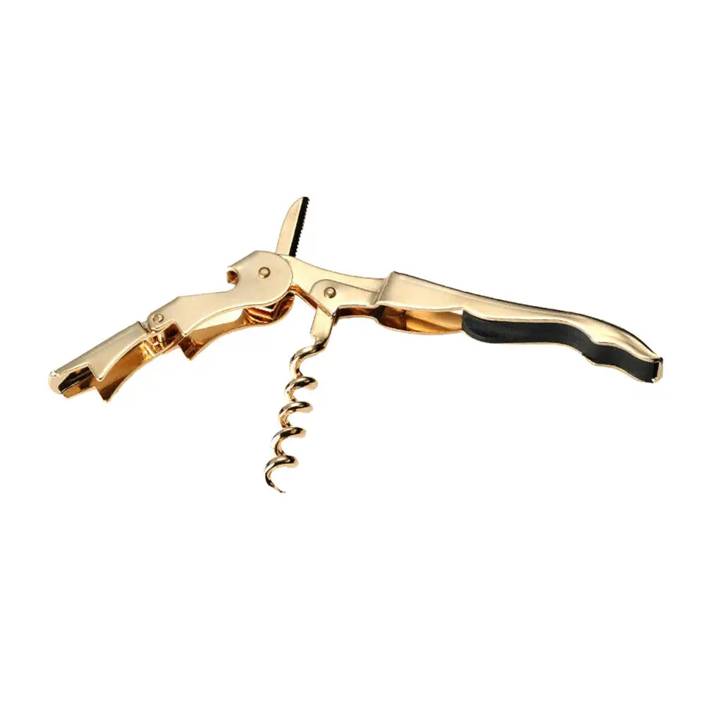 Gold Plated Corkscrew Hinge Waiters Wine Key Bottle Opener Durable Home