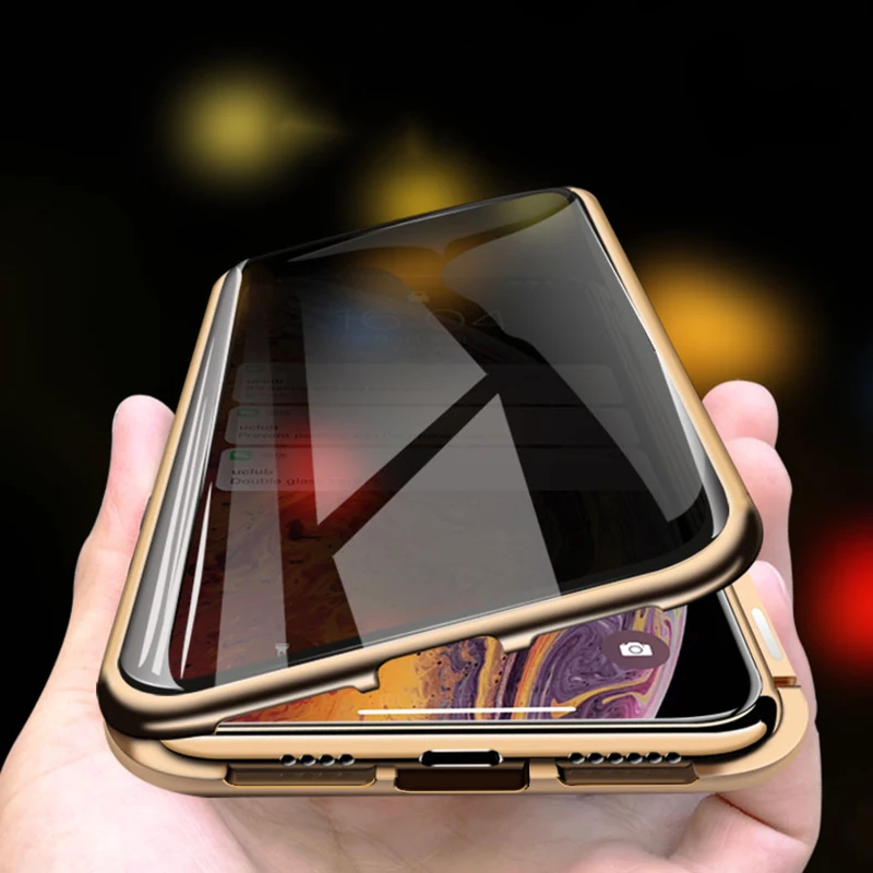 

Metal Magnetic Double Sided Privacy Anti-Peep Case For iPhone 11 Pro Max XR XS X 6S 6 7 8 For iPhone 6 6s 7 8 Plus Back Cover