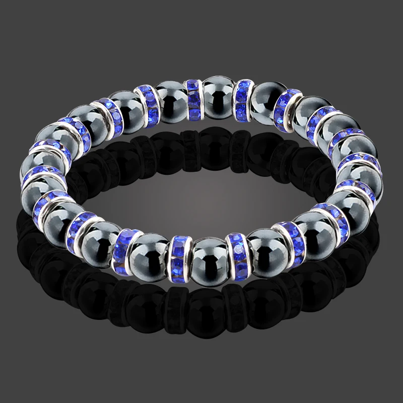 Natural Hematite Beads Bracelets Men No-Magnetic Health Protection Women Jewelry Charm Crystal Stone Stretch Bracelet & Bangle - Image 2