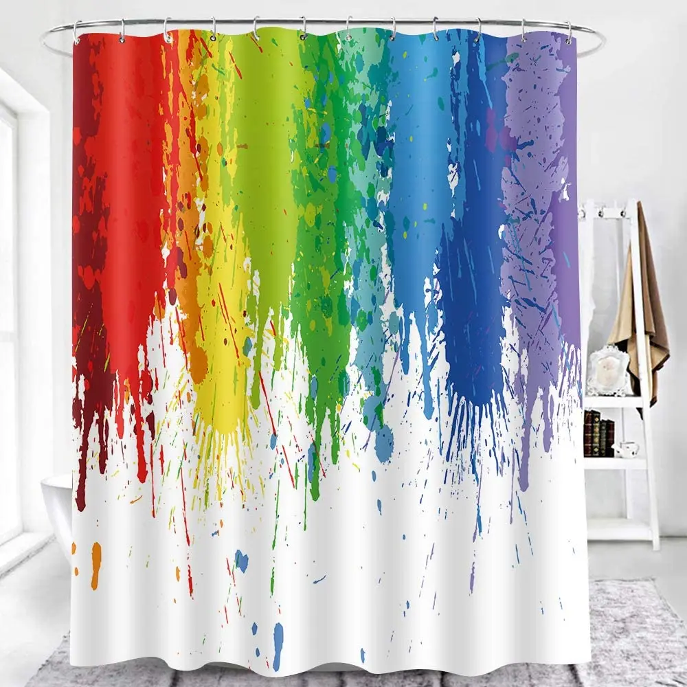 

Занавеска для душа с граффити, занавеска для душа из полиэстера с рисунком радуги