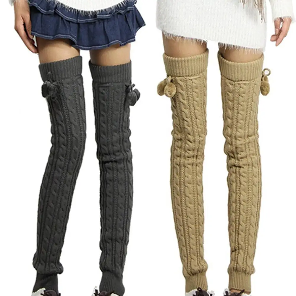 

Women's Winter Crochet Knitted Stocking Footless Leg Warmers Thigh High Socks