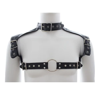 

Men PU Leather Restrain Chest Strap Harness Hen Clubwear Costume Fancy Dress Party Outfit Cosplay or Roleplay Lingerie Night