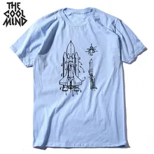 Крутая Мужская футболка высокого качества из хлопка с коротким рукавом и космическим кораблем, повседневная мужская футболка с круглым вырезом