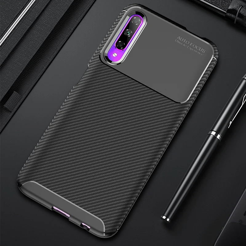 Для Huawei Y9s чехол из углеродного волокна Полная защита Мягкая силиконовая задняя