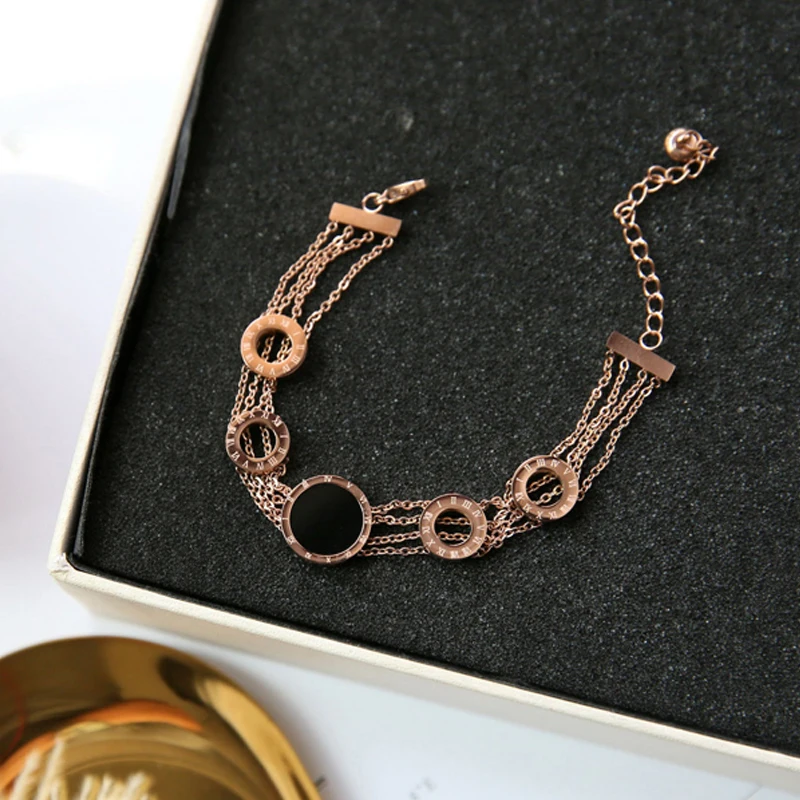Роскошные ювелирные изделия от известного бренда, розовое золото, нержавеющая сталь, римские цифры, браслеты и браслеты, женский очаровательный браслет для женщин