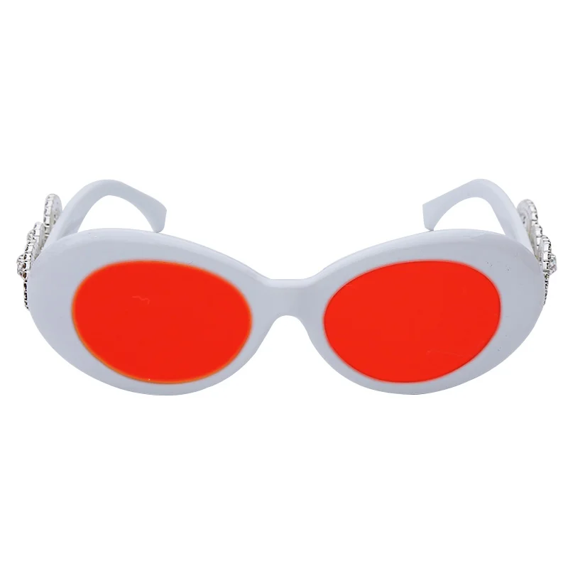 Очки с бриллиантами Овальные Солнцезащитные очки женские модные популярные винтажные женские ретро очки белые черные очки UV400 - Цвет линз: 5