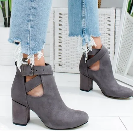 LASPERAL/Новая женская обувь; короткие пикантные ботильоны на высоком каблуке; модные ботинки с острым носком; женская обувь для свадебной вечеринки; женская обувь размера плюс - Цвет: gray2