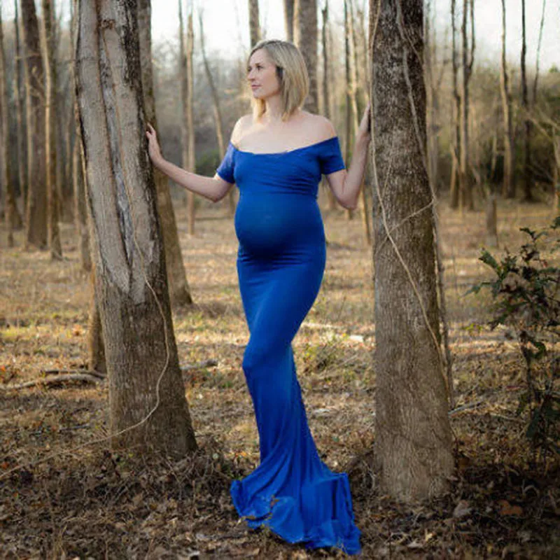 Для беременных женщин с открытыми плечами короткий рукав свадьба Материнство повседневное Макси платье для фотосессии беременность платье фотография