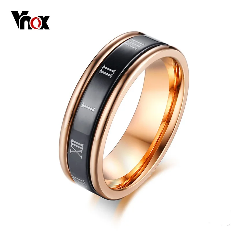 Кольца Vnox с римскими цифрами для женщин ювелирные изделия свиданий розовый