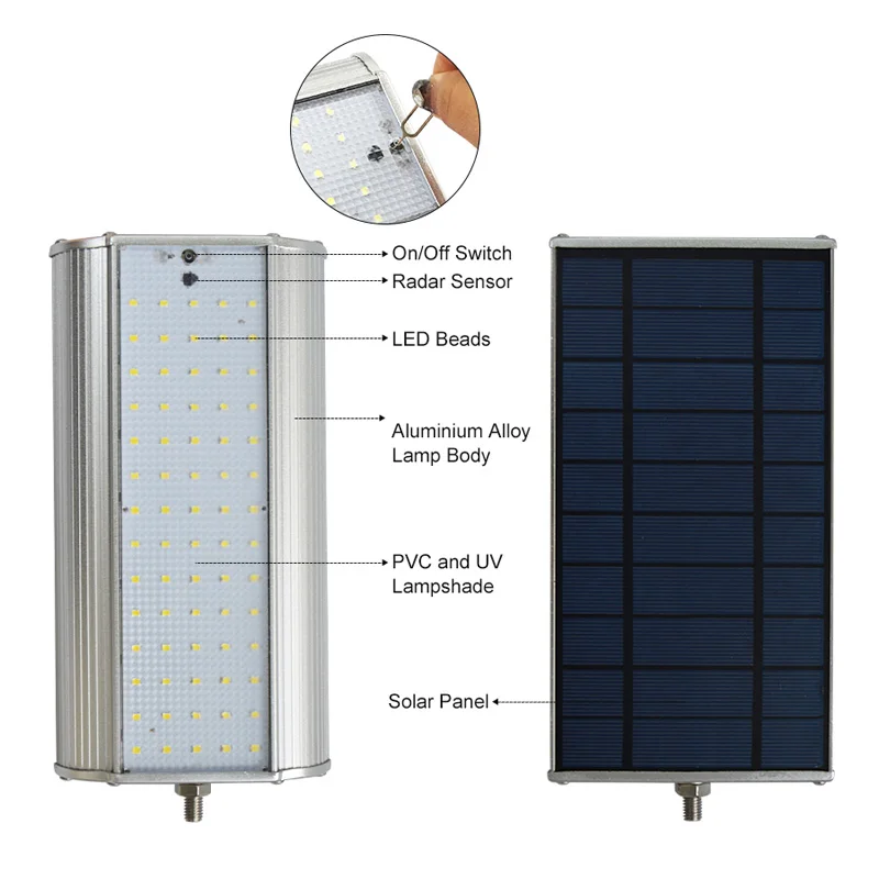 70 светодиодные солнечные лампы 1100LM супер яркий открытый свет Solor IP65 Водонепроницаемый радар Датчик движения с 5 режимами пульта дистанционного управления