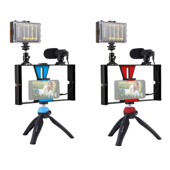 

4 in 1 Vlogging Live Broadcast Smartphone Video Rig +104 LEDs Light & Microphone +Tripod Mount+Tripod Head