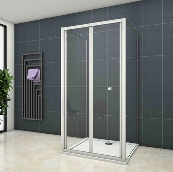 

Square shower screen, front 2 folding sheets + two fixed side panel tempered glass 5mm
