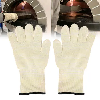 

1 Pair Heat Resistant Thick Kitchen Barbecue Oven Gloves Long Wrist Protect Heatproof Oven Gloves Cooking BBQ Grill Oven Gloves