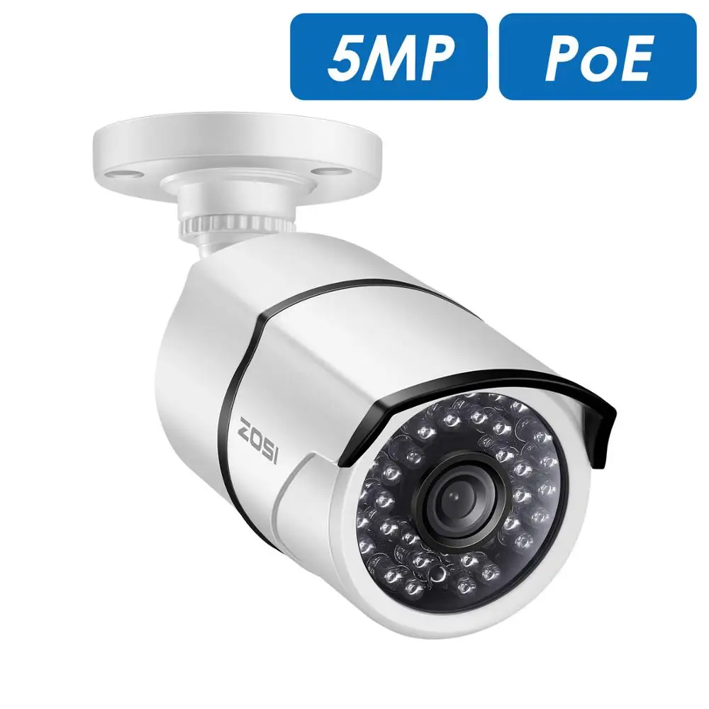 ZOSI PoE ip камера 5MP HD наружная Водонепроницаемая инфракрасная 30 м ночное видение