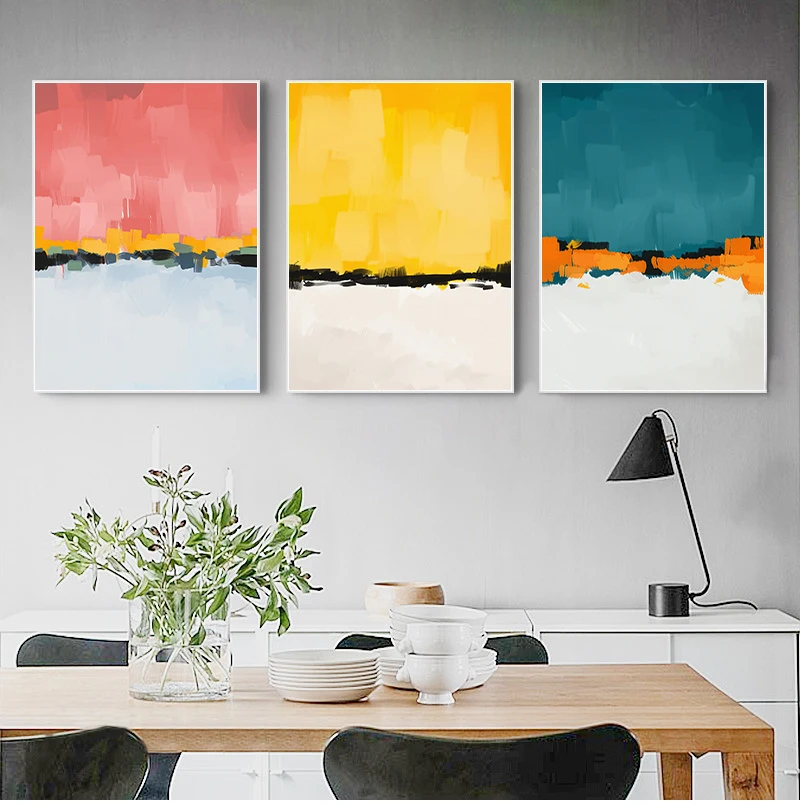 Wall Prints Abstract Blue Pink Abstract Painting Pink Yellow