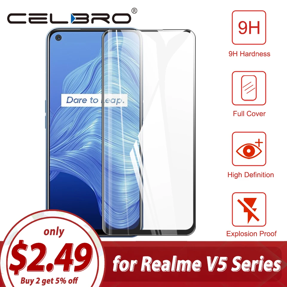Закаленное стекло для Realme V5 5G 6 Pro защита экрана с полным покрытием прозрачная