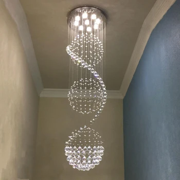 

YOOGEE Modern LED Staircase Chandelier Long Loft Living room Hanging Lamp Crystal Ball Lobby Corridor Indoor Lighting Art Deco