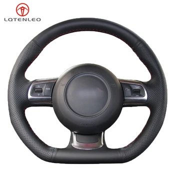 

LQTENLEO Black PU Artificial Leather DIY Hand-stitched Car Steering Wheel Cover For Audi R8 2008-2010 TT 2008-2015