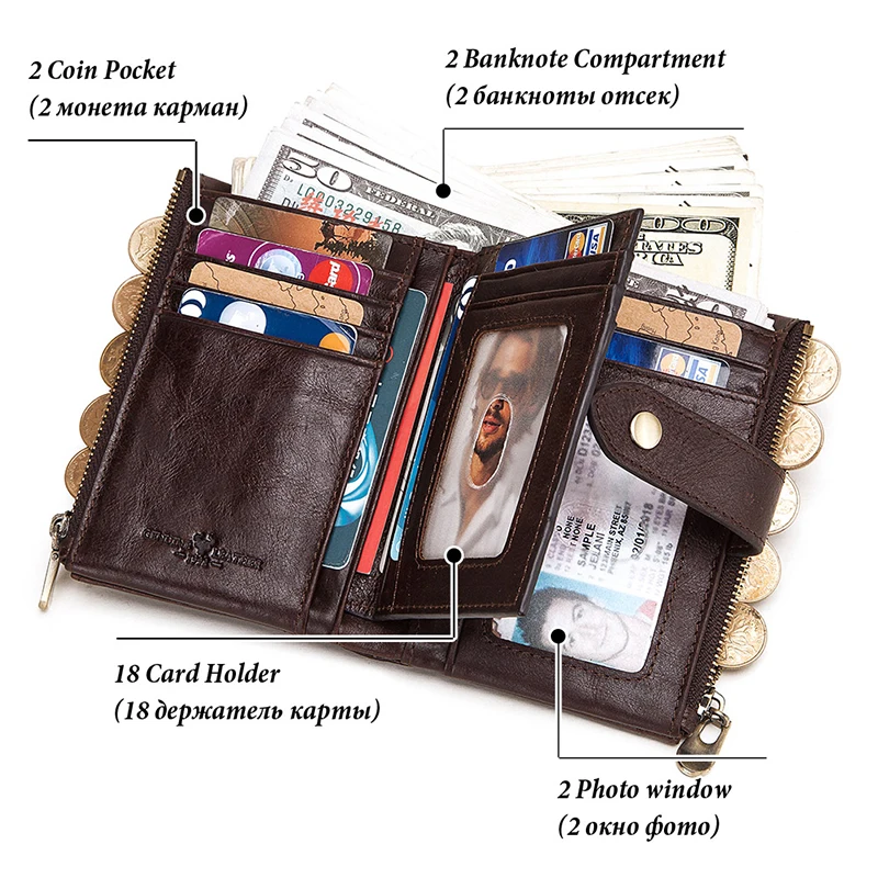Кошелек KAVIS мужской из натуральной кожи|purse male|men wallets brand luxurymens luxury |