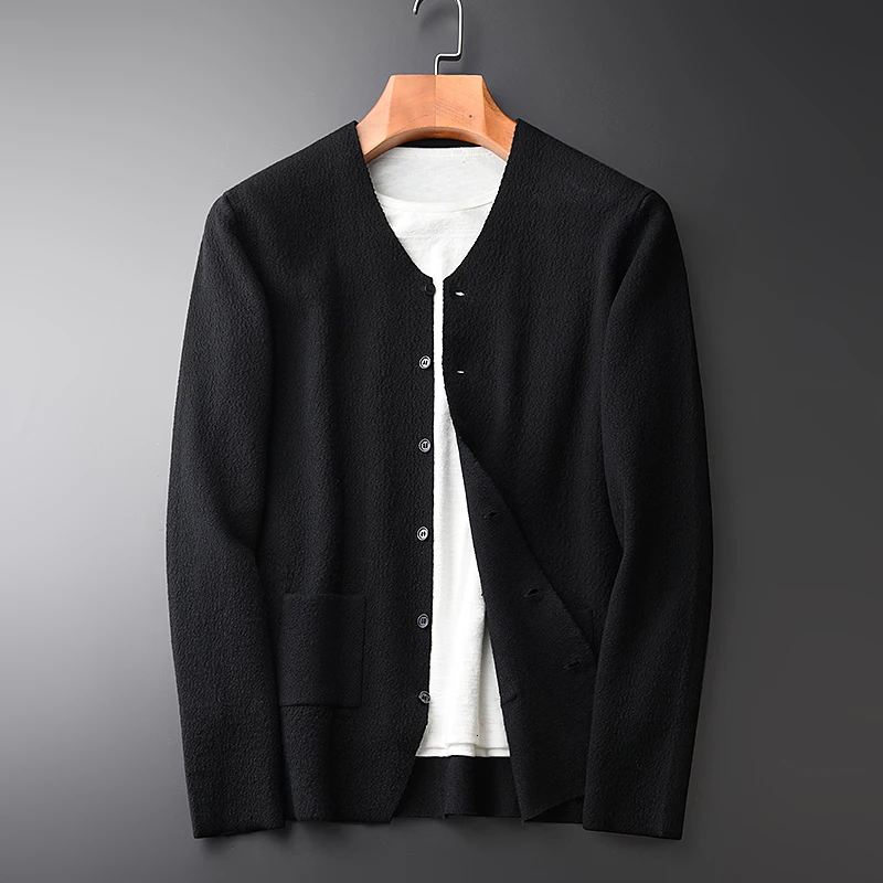 Men Sweater New Fashion V-neck Cardigan Black Sweater Hight Quality Slim Fit Solid Color Autumn And Winter Mens Sweaters Men Sweater New Fashion V-neck Cardigan Black Sweater Hight Quality Slim Fit Solid Color Autumn And Winter Mens Sweaters