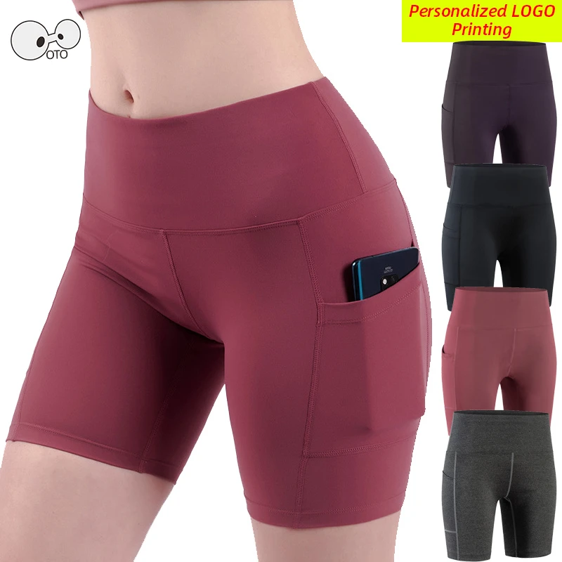 Quick Dry High Waist Running Shorts with Pocket Women Compression