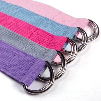 Women Yoga Stretch Strap Multi Colors D Ring Belt Fitness Exercise Gym Rope Figure Waist