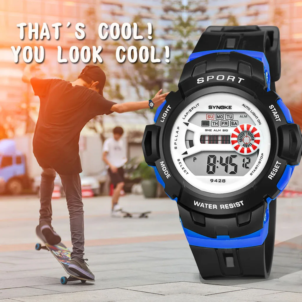 Модные детские часы цифровые светодиодные для студентов мульти-Функция