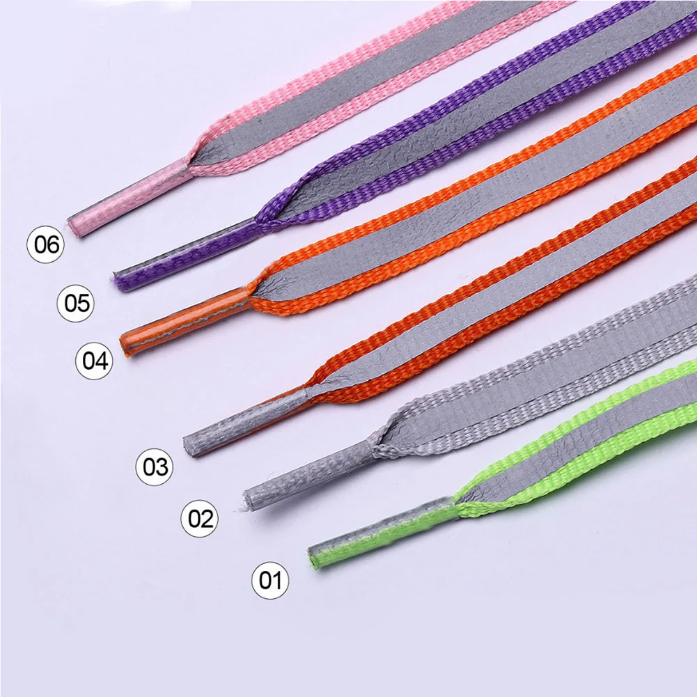 1 Pair Reflective 8 mm Wide Shoelace Shoe Laces Sports Night Walking Running Laces Adjustable for Basketball Shoelaces Glowing