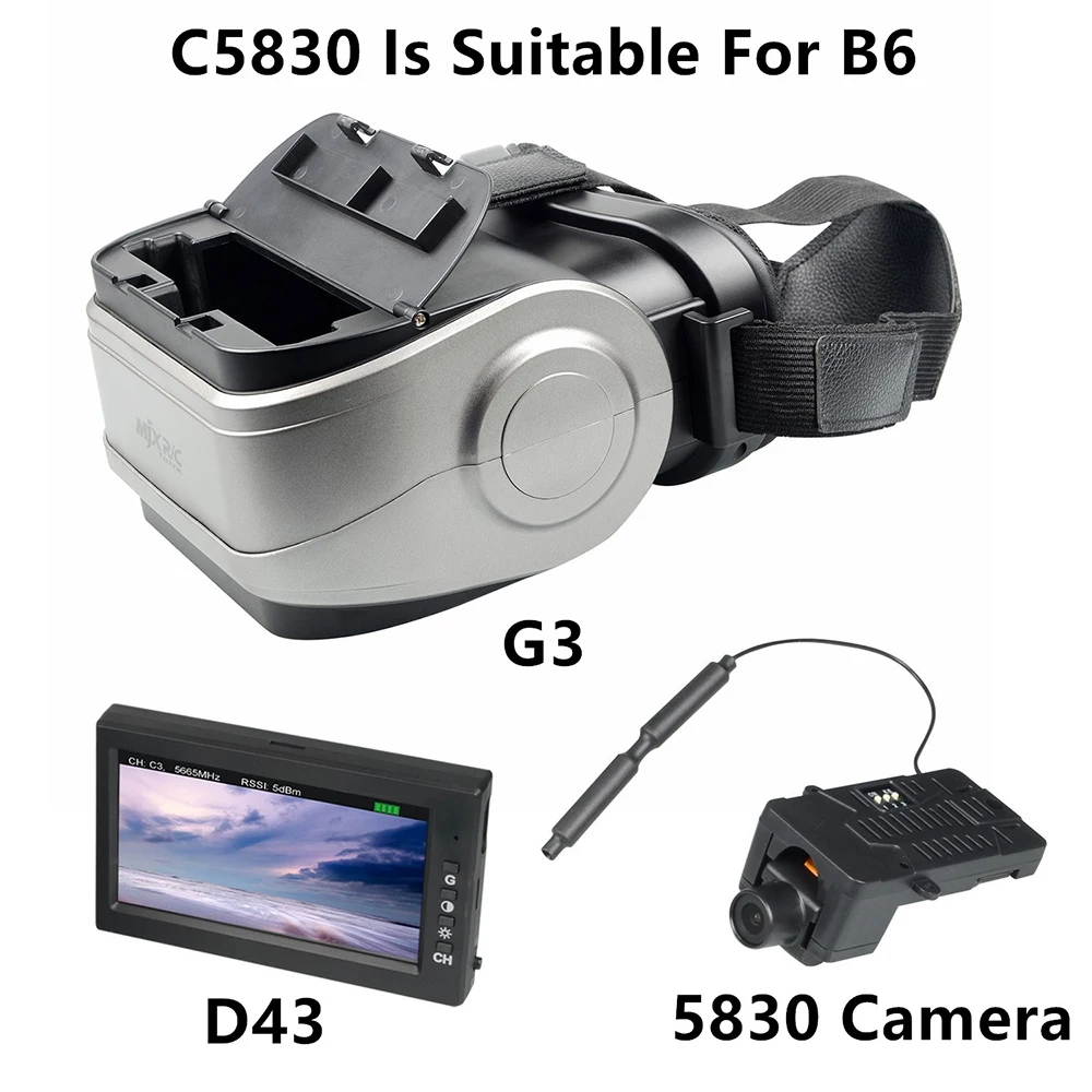 MJX B3 C5830 Camera Fit B6 RC Helicopter Spare Parts D43 LCD Screen G3 Goggles 5.8g FPV Real-time Image Transmission | Игрушки и хобби