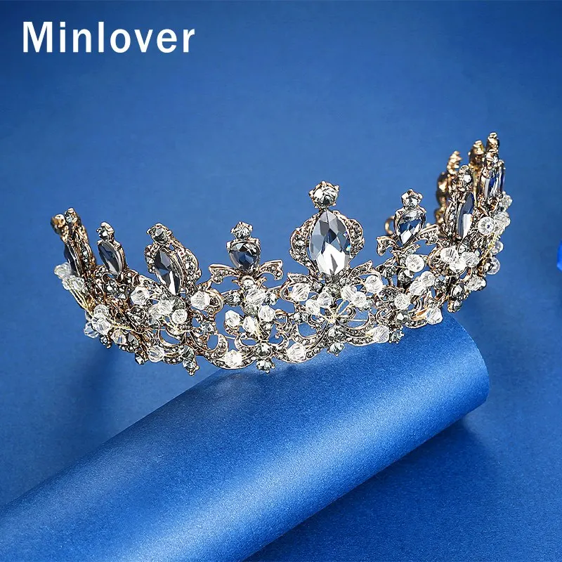 Minlover кристалл невесты диадемы корона мода королева диадема Корона головной убор Свадебные украшения для волос аксессуары ободки HG198