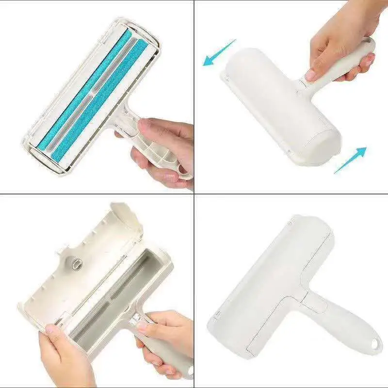 2-Way Pet Hair Remover Roller Removing Dog Cat Hair from Furniture self-cleaning Lint Pet Hair Remover One Hand Operate