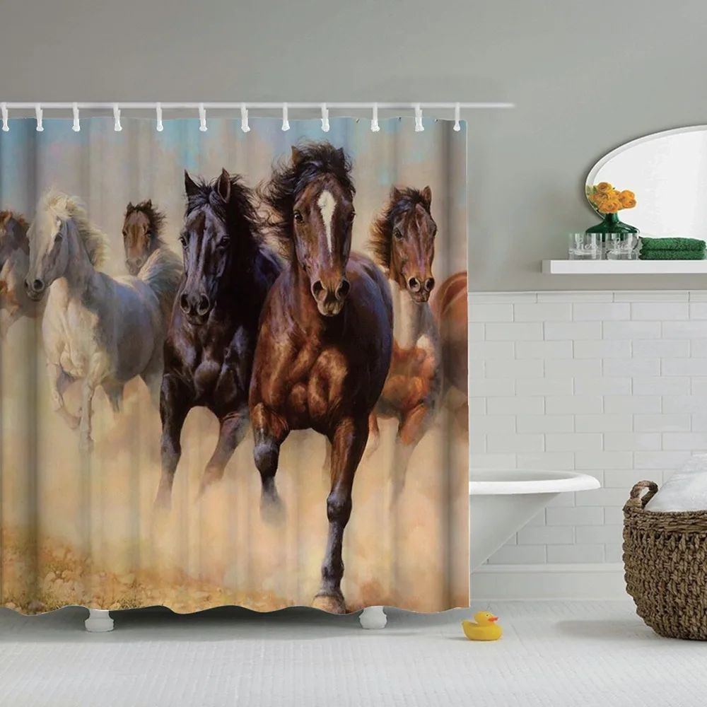 Дафилд кантри хаки Декор для ванной мужской бегущие лошади Southwestern аксессуары для дома конский Душ занавес