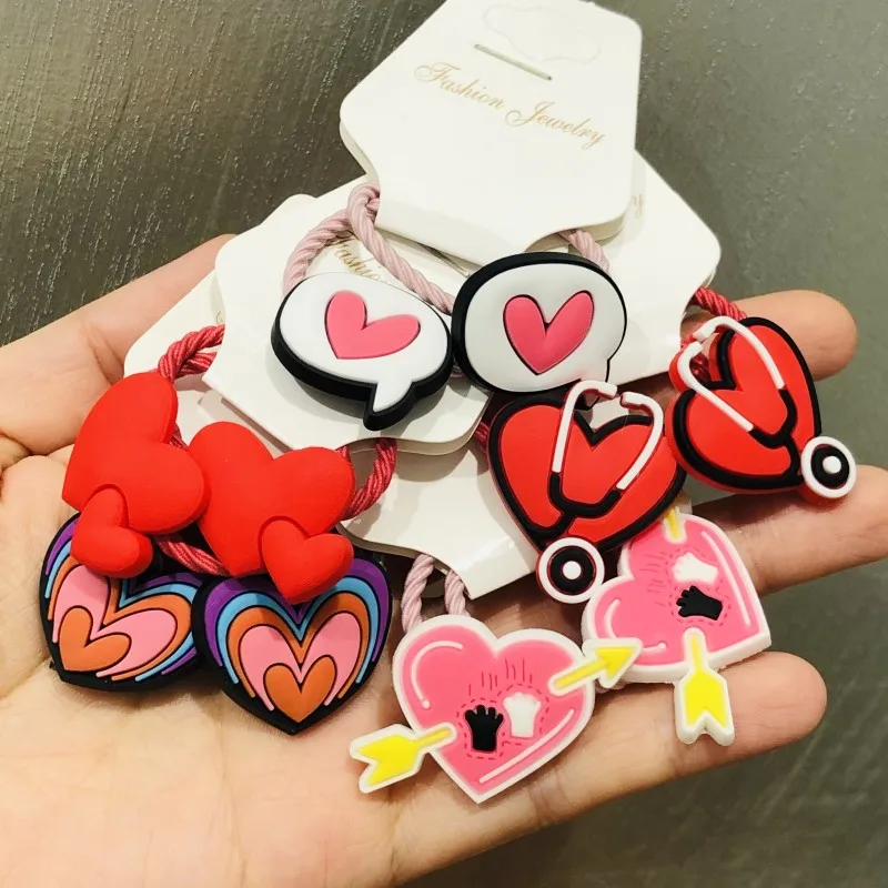 

10Pcs/set Cute Heart-shap Colorful Hair Accessories Children Rubber Bands Scrunchies Elastic Hair Bands Girls Headwear Ties