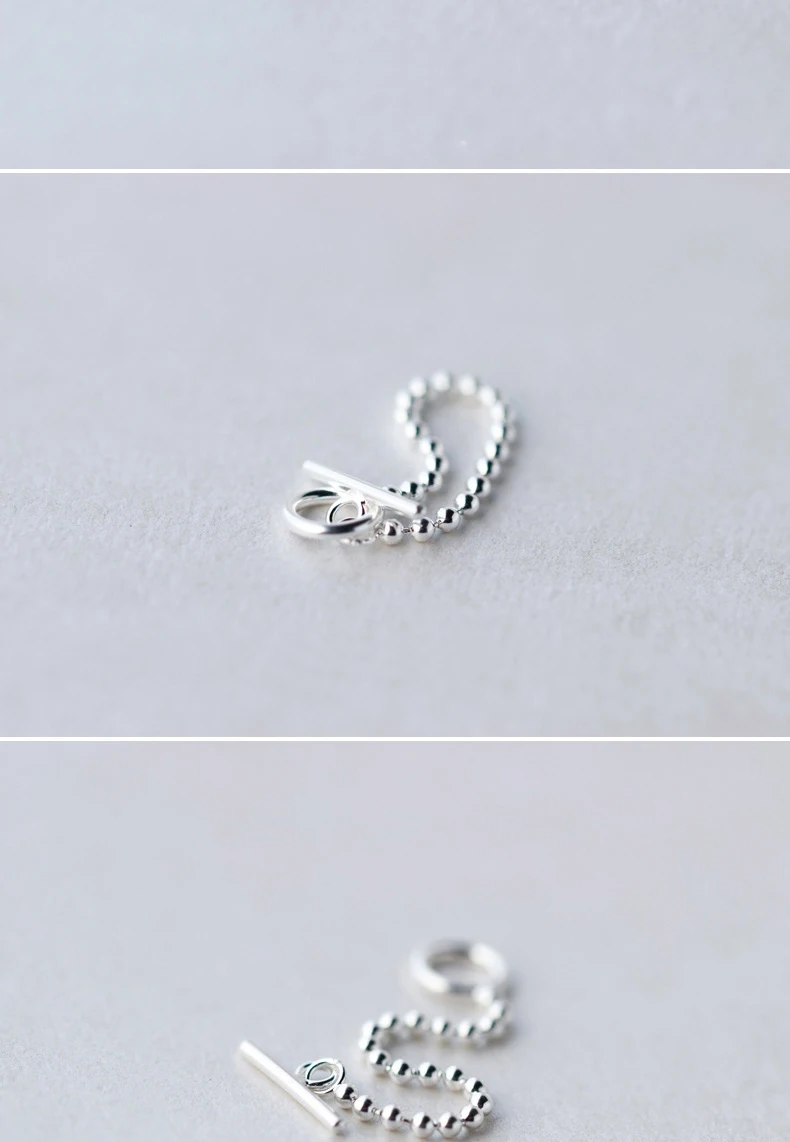 Штабелируемый кончик пальца Пряжка 925 пробы Серебряные кольца для Для женщин минималистичный изменяемый размер регулируемый, с бусинами, цепочка, кольцо, для девочек