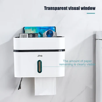 

Toilet Paper Holder Tissue Box Wall-mounted Hygienic Paper Multifunction Dispenser for Bathroom Bathroom Accessories Home Bb50