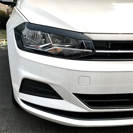 Для Volkswagen Polo MK6+ брови для головных фар наклейки на веки ABS Накладка аксессуары для стайлинга автомобилей - Название цвета: Carbon black