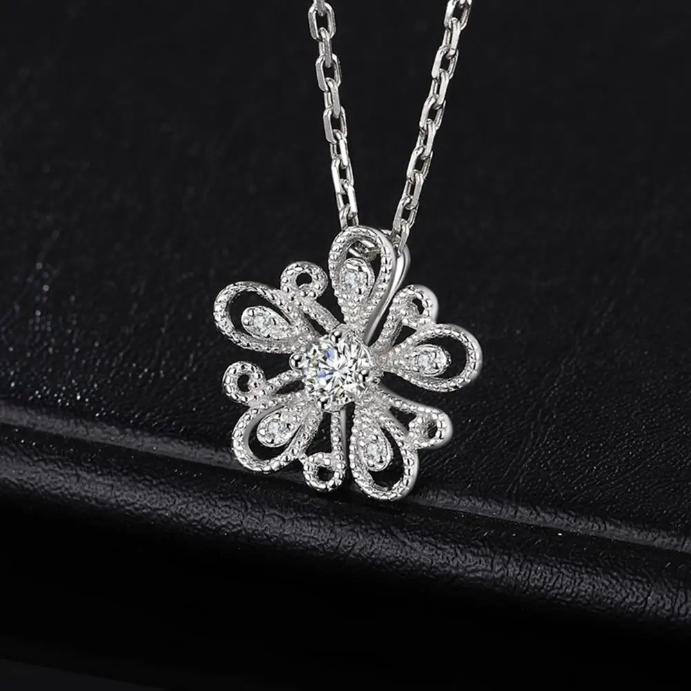 JewelryPalace Cubic Zirconia CZ Milgrain Filigree Blossom Flower Pendant Necklace Without Chain 925 Sterling Silver Jewelry Gift