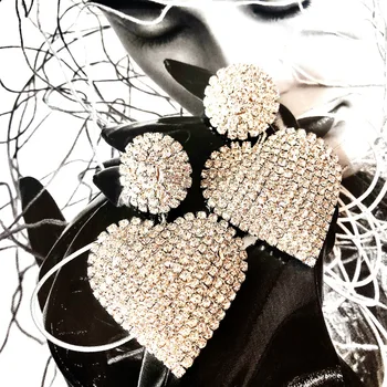 

SHIFEEL 2020 New Arrival Occident Fashion High grade Rhinestone Heart-shaped Big Earrings Personality Hyperbole Women jewelry