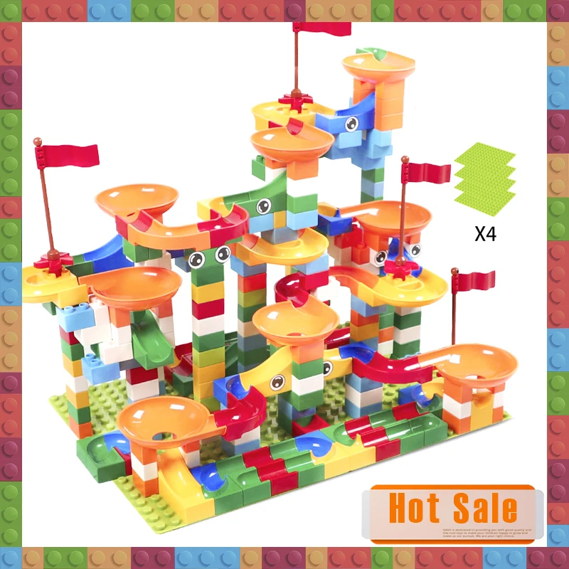 

Big Size DIY Building Blocks 74-296PCS Funnel Slide Big Building Brick Compatible LegoINGly Blocks Toys for Children