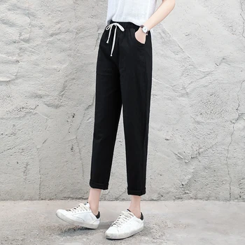 

Spring Summer Pants Women Washed Cloth New Loose Korean Casual Straight Lunan Harlan Feet Pants Comfortable Solid Color