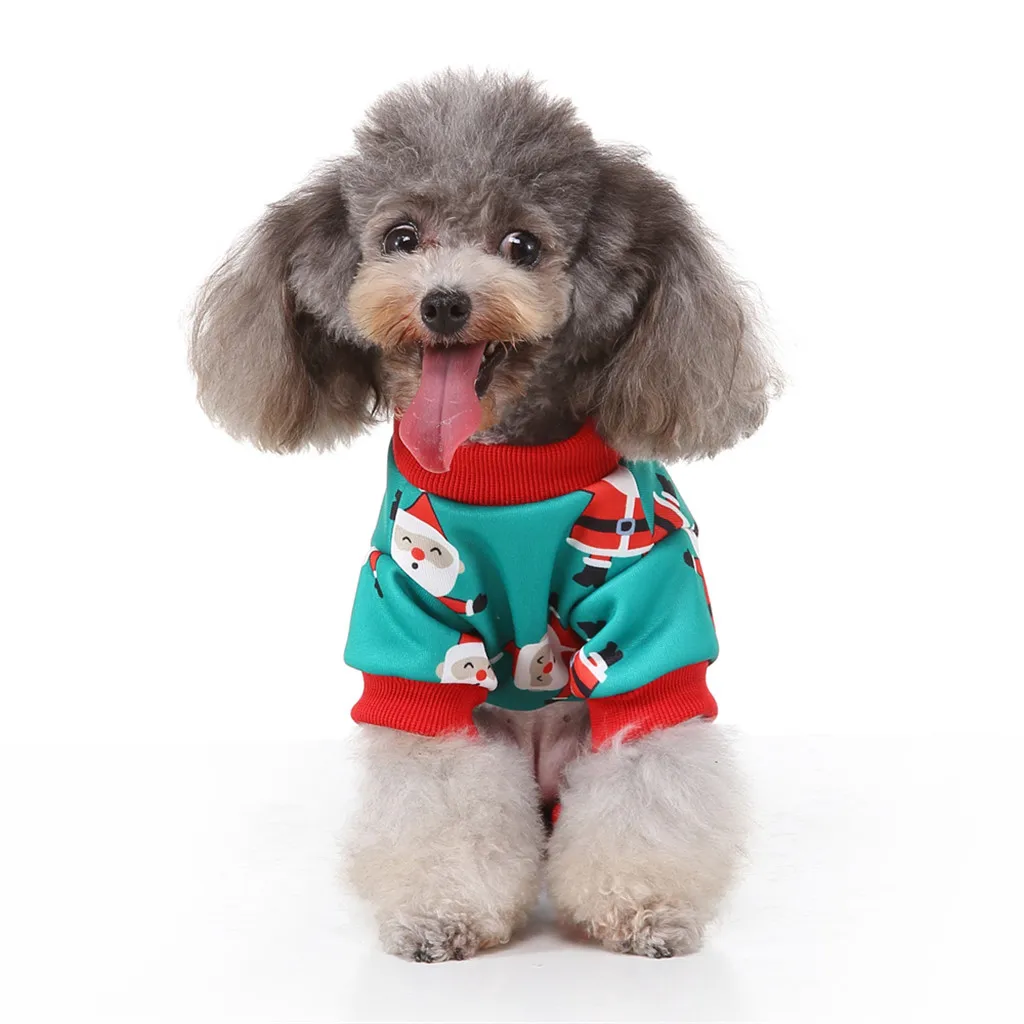 Pet Dog Clothes Jumpsuit Christmas Dog Pajamas Pet Cat Dog Santa Claus Print Vest Sweater Winter Warm Clothing Christmas costume