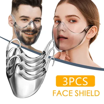 

3/5pcs Anti-pm2.5 Protective Mask Transparent Mouth Cover Durable Mask Face Shield Combine Plastic Reusable Clear Face Mask